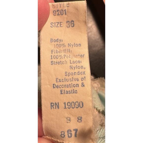 Vintage Olga Full Sweep Nightgown Mint Green Lace Front Size 36 - Picture 9 of 9